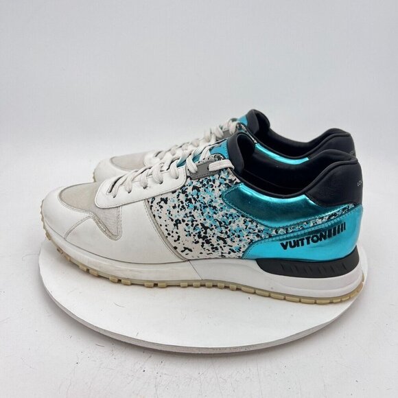 Louis Vuitton Run Away Men Size UK 9 US 10 Turquoise Leather Tennis Sneakers - Picture 7 of 15
